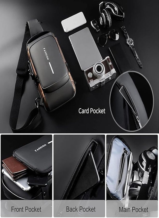 HELIMIX Anti Theft Sling Bag for Men Waterproof Crossbody Chest Bag with USB Charging Port & Lock Lightweight Shoulder Backpack for Travel, Office, Biking & Daily Commute - Image 2